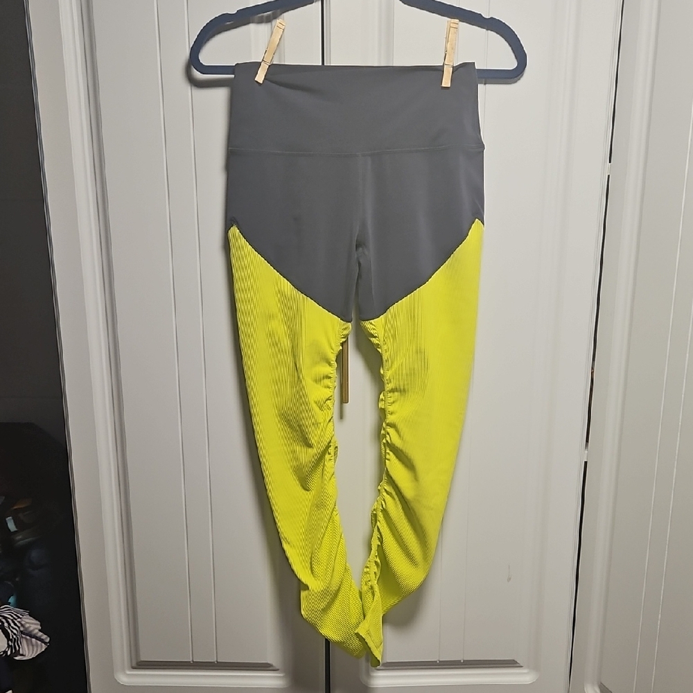 Zyia Activeware Gray and Yellow High-Waisted Leggings